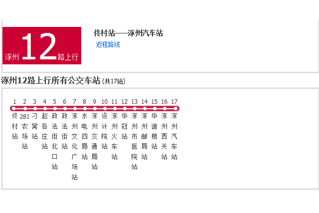 保定公交涿州12路