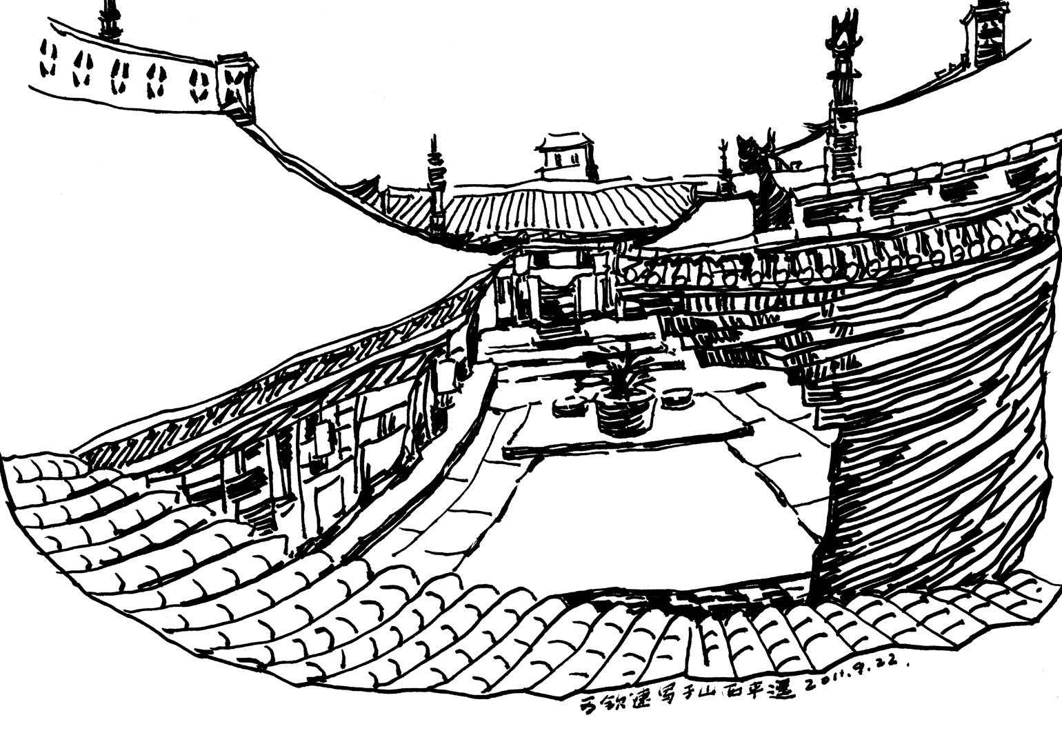 可欽平遙古城速寫作品