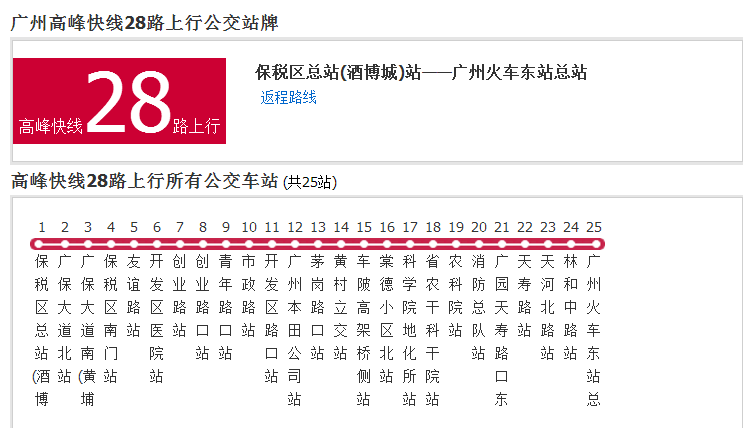 廣州公交高峰快線28路