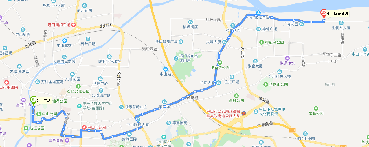 中山公交001路下行