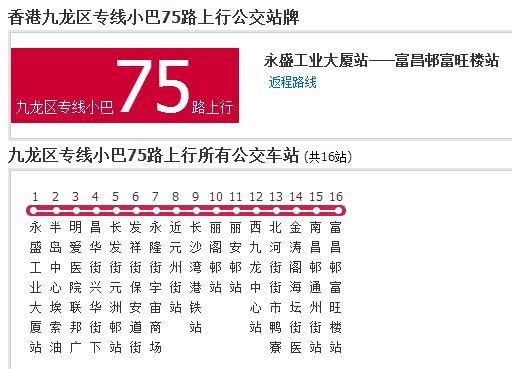 香港公交九龍區專線小巴75路