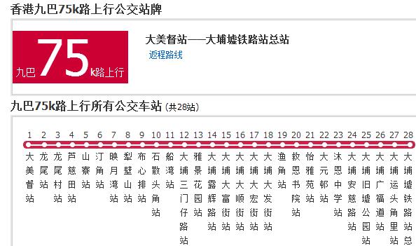 香港公交九巴75k路