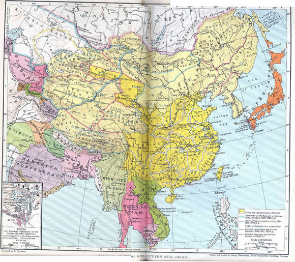 哈佛大學出版的中國歷史地圖表明日本在1760年侵占了庫頁島最南端