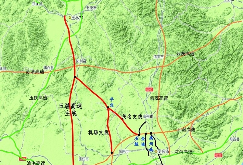 玉湛高速公路線路走向