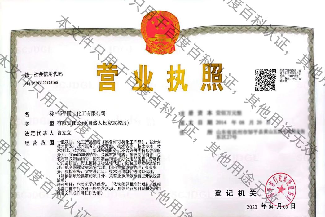 鄒平同豐化工有限公司