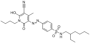 4-[（1-丁基-5-氰基-1,2-二氫-6-羥基-4-甲基-2-氧代-3-吡啶基）偶氮]-N-（2-乙基己基）苯磺醯胺