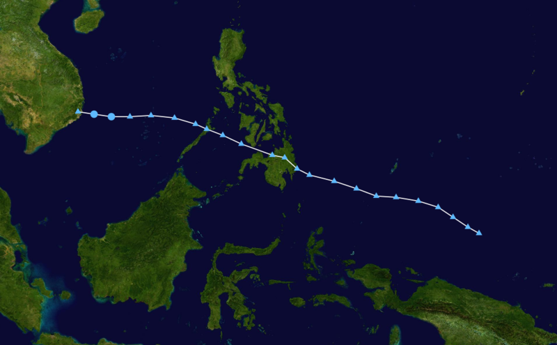 2013年熱帶風暴“楊柳”路徑圖