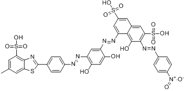 5-[[2,4-二羥基-5-[[4-（6-甲基-4-磺基-2-苯並噻唑基）苯基]偶氮]苯基]偶氮]-4-羥基-3-[（4-硝基苯基）偶氮]-2,