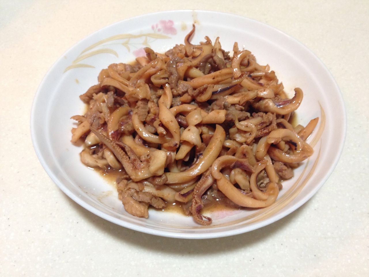 乾魷魚瘦肉小炒