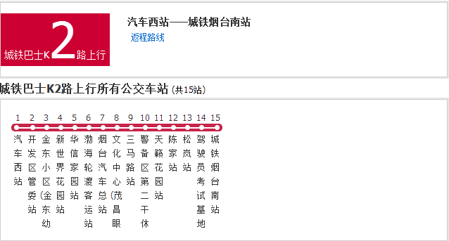 煙臺公交城鐵巴士K2路