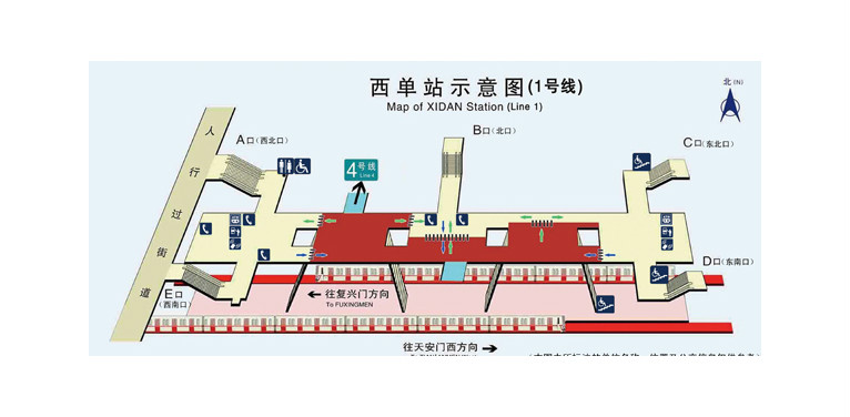 西單站站內立體圖（1號線）