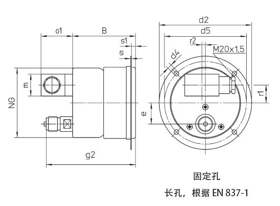 SF6氣體密度控制器背部下方連線安裝法蘭