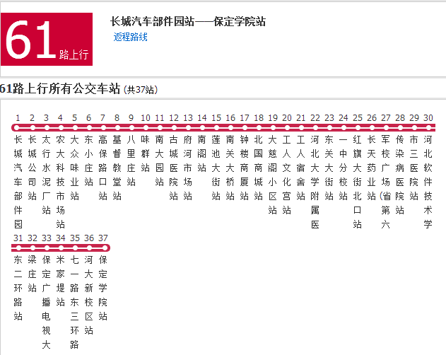 保定公交61路