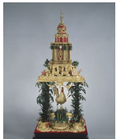 18世紀銅鍍金雄雞動物樓閣式鐘