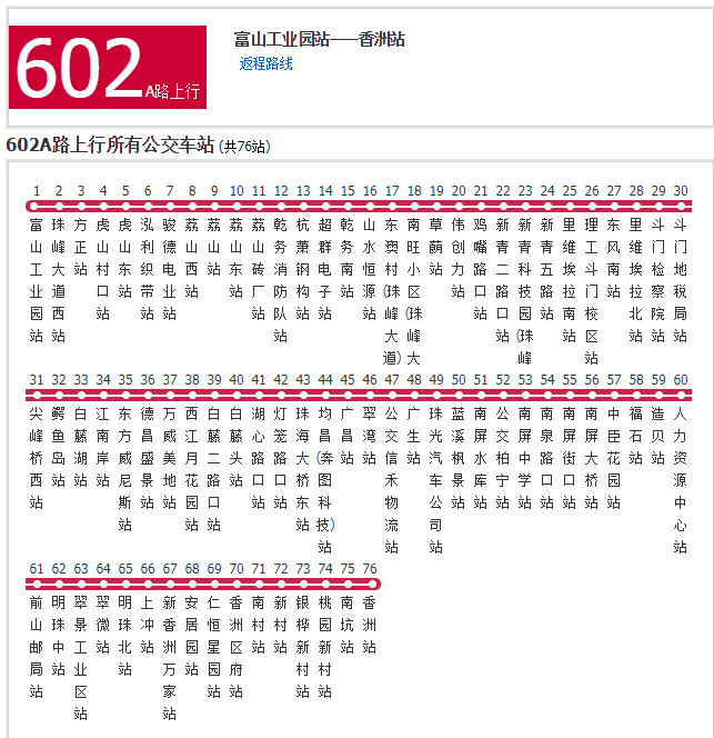 珠海公交602A路