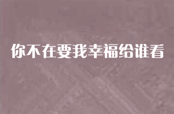 你不在要我幸福給誰看