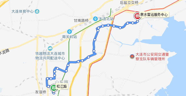 大連公交45路線路走向圖