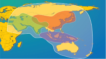 圖1 亞洲五號衛星C波段波束覆蓋