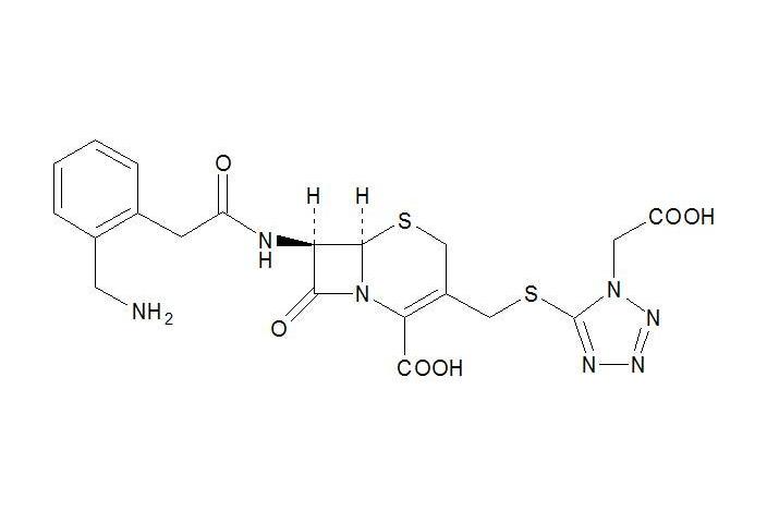 頭孢雷特((6R,7R)-7-[[2-[2-（氨基甲基）苯基]乙醯]氨基]-3-[[1-（羧甲基）四唑-5-基]硫甲基]-8-氧代-5-硫雜-1-氮雜雙環[4.2.0]辛-2-烯-2-羧酸)
