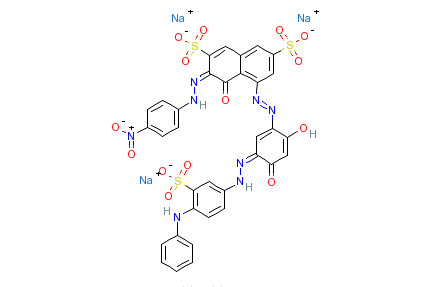 5-[[2,4-二羥基-5-[（4-苯氨基-3-磺苯基）偶氮]苯基]偶氮]-4-羥基-3-[（4-硝基苯基）偶氮]-2,7-萘二磺酸三鈉鹽