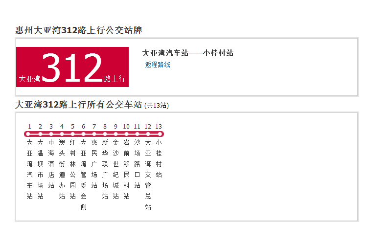 大亞灣公交312路