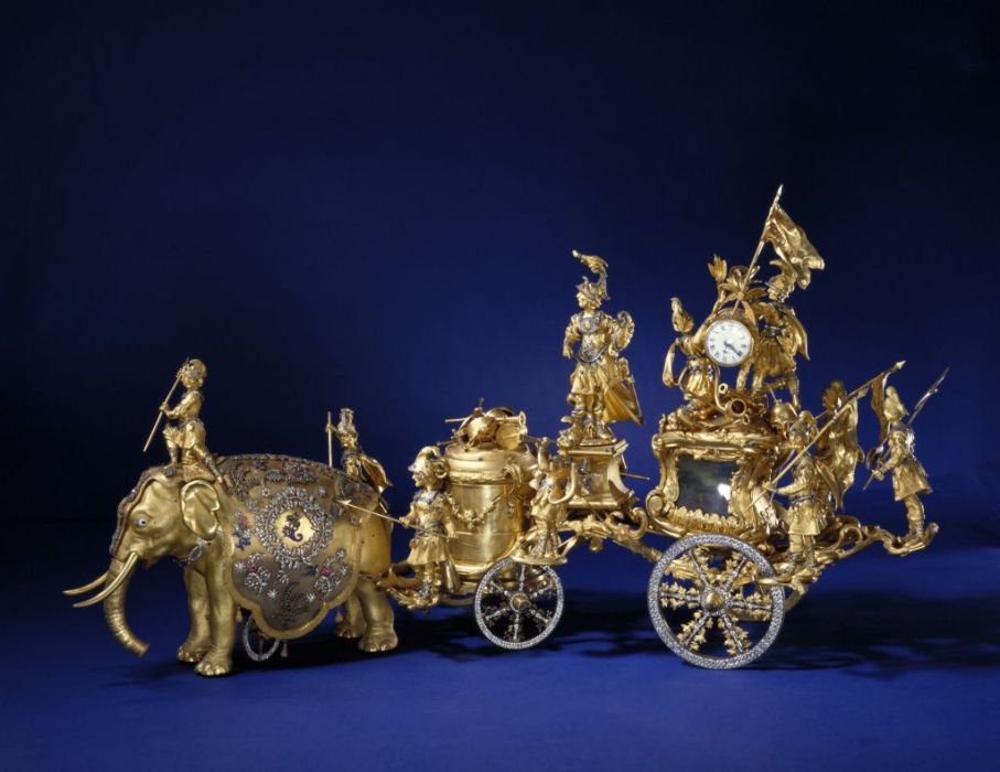 18世紀銅鍍金象拉戰車樂鐘