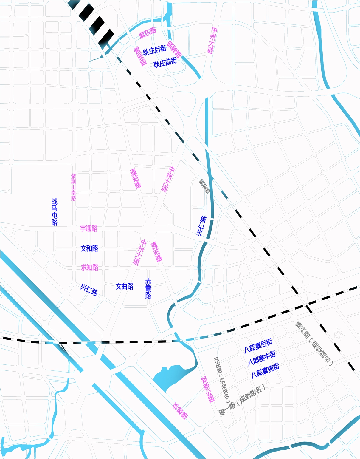 管城區道路命名方案示意圖