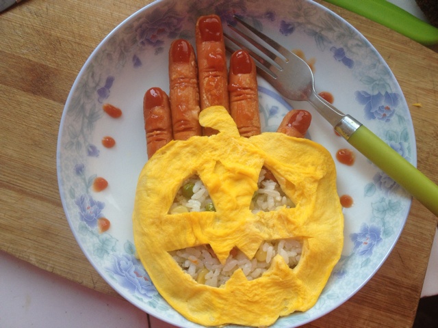 萬聖節南瓜燈手指飯