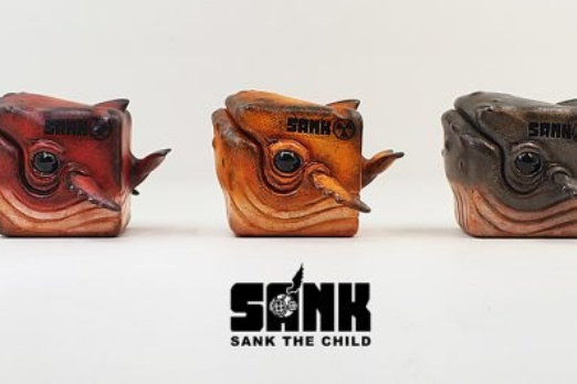 SANK TOYS 方塊鯨魚 3隻套裝藝術收藏玩具