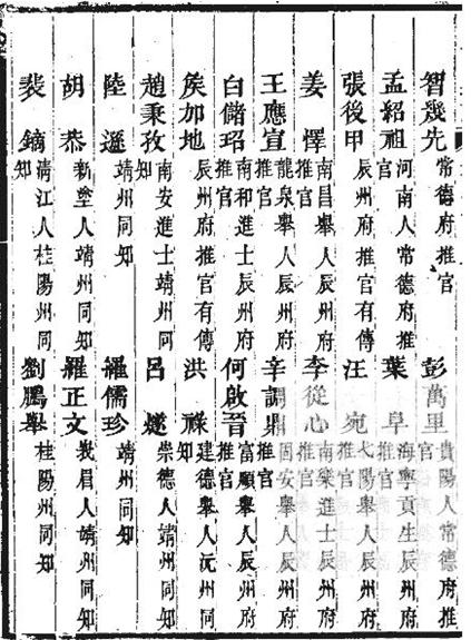 《湖南通志》（清）汪煦、翁元圻 李從心南樂進士辰州府推官