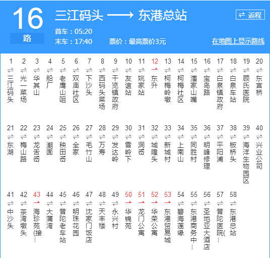 舟山公交16路