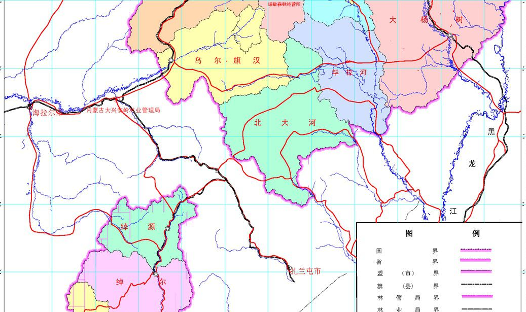 北大河林業局政區圖