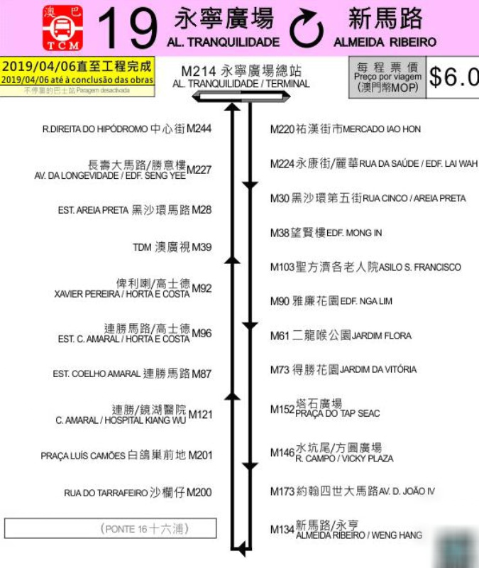 澳門公共巴士19路線