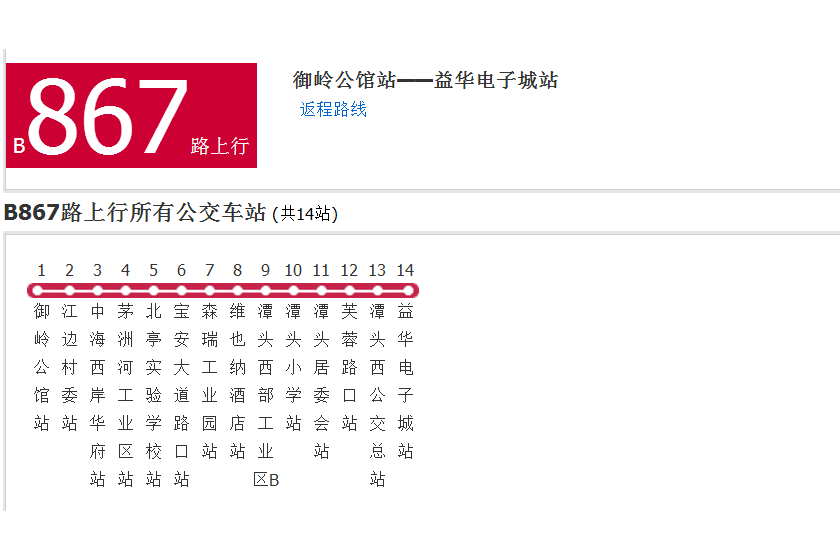 深圳公交B867路