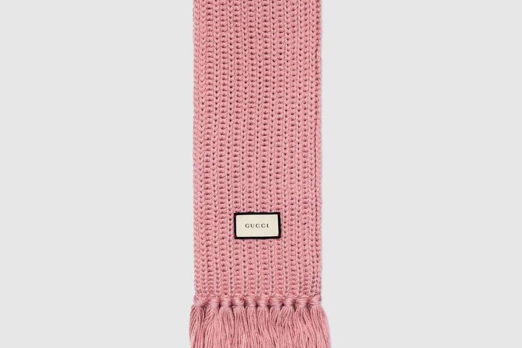 Gucci標籤針織羊毛圍巾
