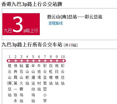 香港公交九巴3p路