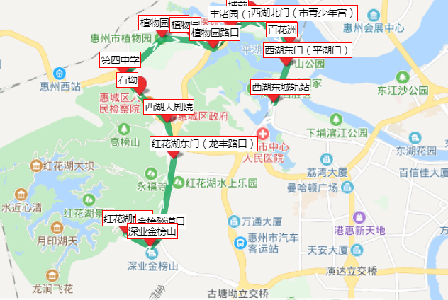 惠州西湖接駁專線途經站點