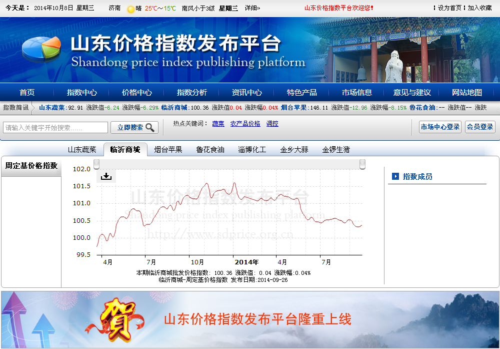 山東省價格指數發布平台