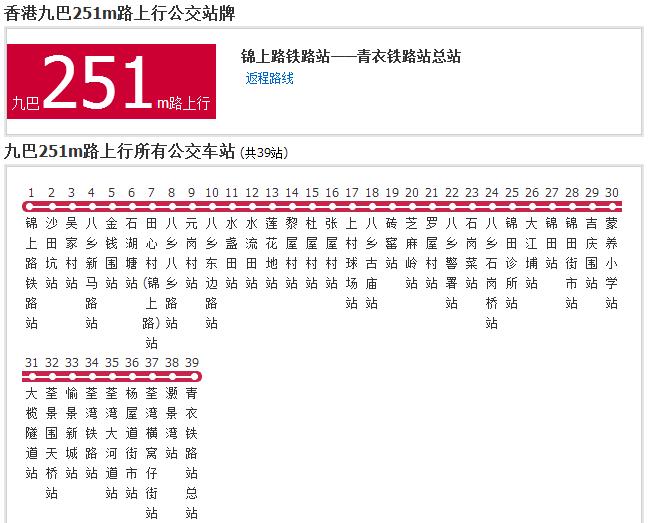 香港公交九巴251m路