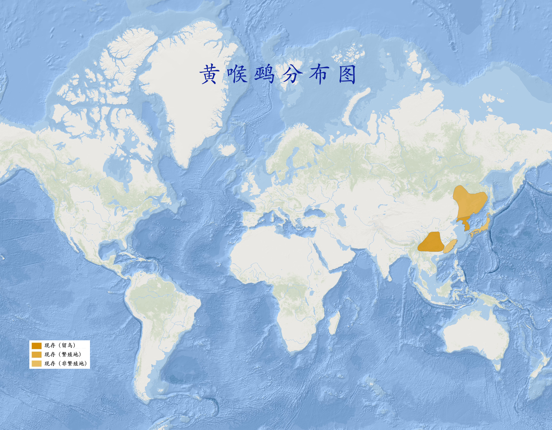 黃喉鵐分布圖