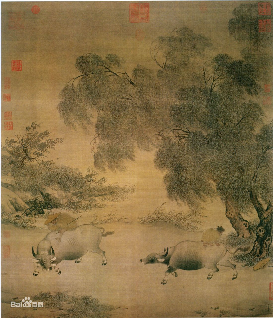 南宋 李迪《風雨歸牧圖》