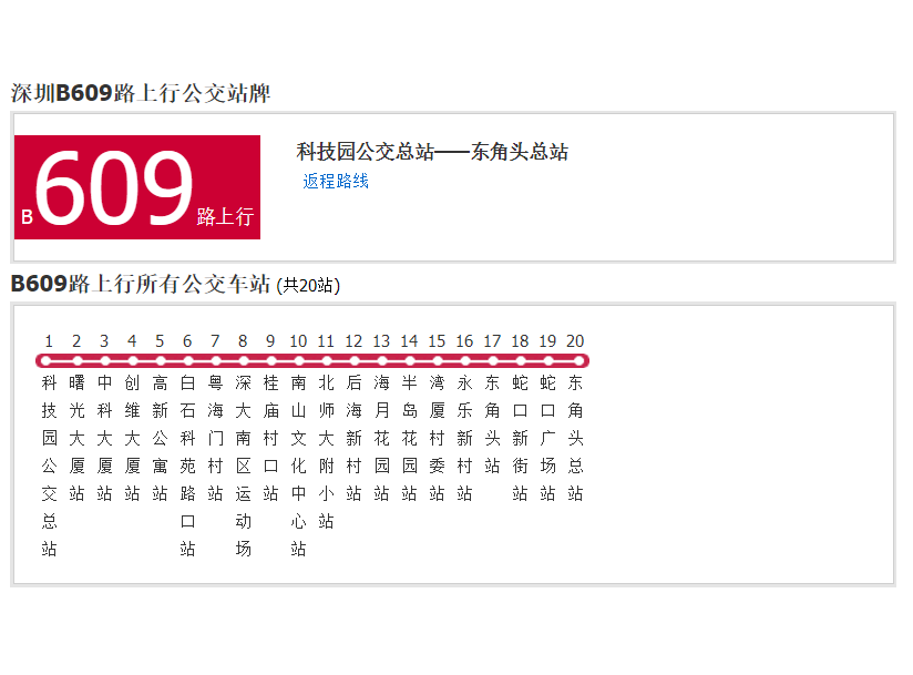 深圳公交B609路