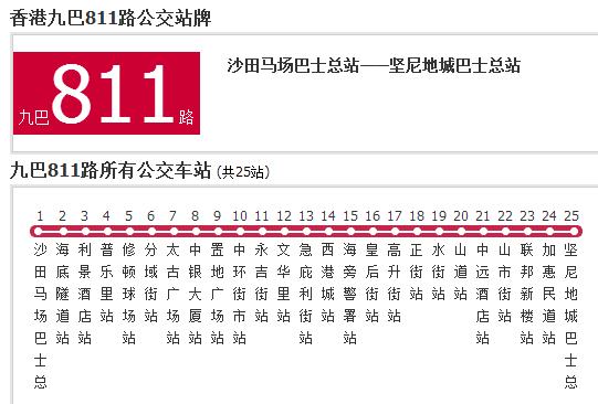 香港公交九巴811路