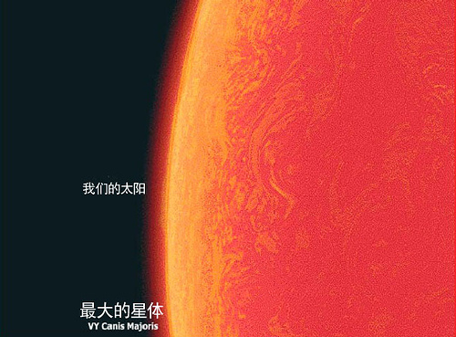 大犬座VY和太陽比較圖，太陽在圖中看不到了