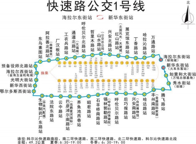 呼和浩特二環快速公交1號線