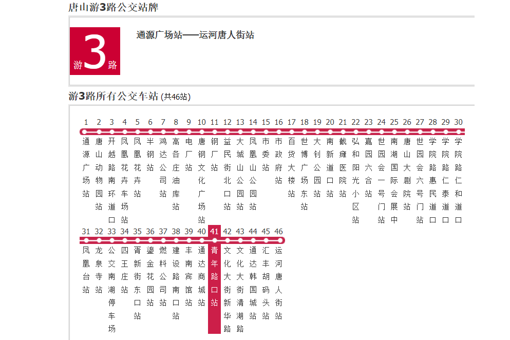 唐山公交遊3路