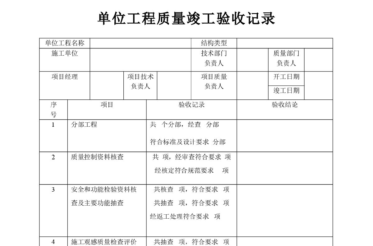 工程驗收表格