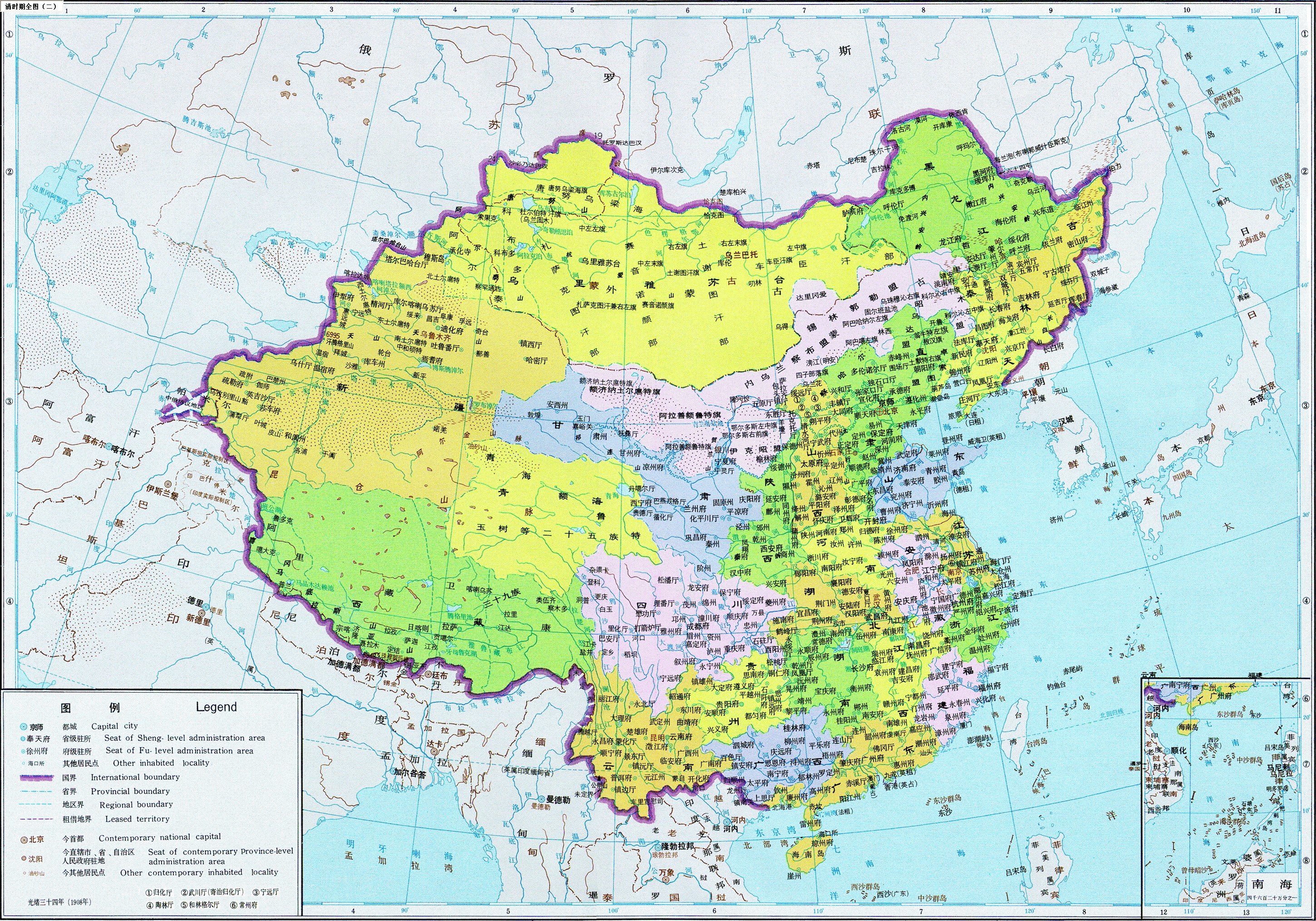 1908年中國清王朝版圖
