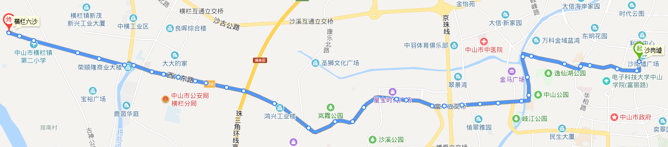 中山公交201路下行線路