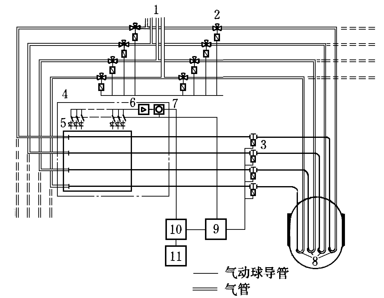 圖3  氣動球測量系統布置圖